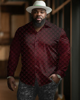 Men's Big and Tall Casual Geometric Button Down Long Sleeve Shirt